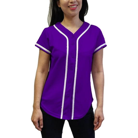 Lappel Women's Baseball Button Down Jersey College Sports Team Uniforms Size XS to 2XL Short Sleeve Athletic Sports Tee Shirts Made in USA