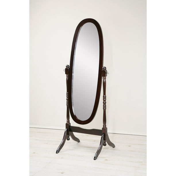 Oval Wood Cheval Floor Mirror, Antique Oval Floor Mirror
