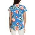 thumbnail image 2 of Jones New York Womens Flutter Sleeve Floral Knit Blouse, Blue, X-Small, 2 of 2