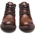 thumbnail image 3 of Botas cortas de cuero para hombre, estilo retro, antideslizantes, con cremallera lateral, informales, para otoño e invierno., 3 of 5