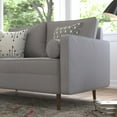 thumbnail image 6 of BizChair Mid-Century Modern Loveseat Sofa with Tufted Faux Linen Upholstery & Solid Wood Legs in Slate Gray, 6 of 11