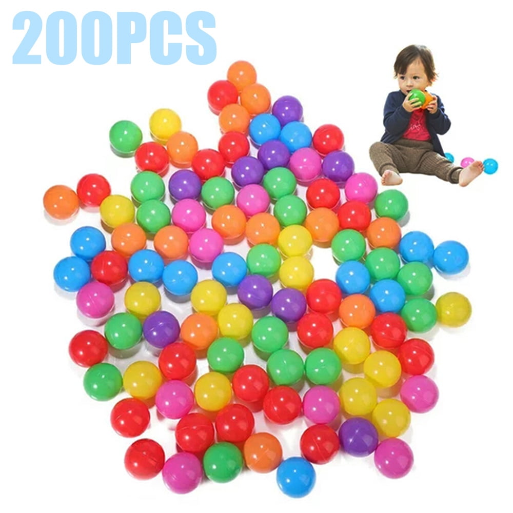 200 Pcs CJC Plastic Ball Pit Balls with Storage Mesh Bag, Crush Proof Balls Ocean Balls for Toddles, Babies, Kids, Dogs and Pets, BPA Free, Colorful
