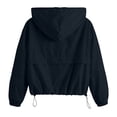 thumbnail image 5 of Sahpxhe Women Waterproof Zip Up Jacket Hooded Long Sleeve Drawstring Lightweight Windbreaker Jacket for Sport Travel Navy L, 5 of 10