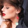 thumbnail image 4 of FRCOLOR 1 Pair Retro Earrings Statement Earrings Red Color Festive Occasions, 4 of 8