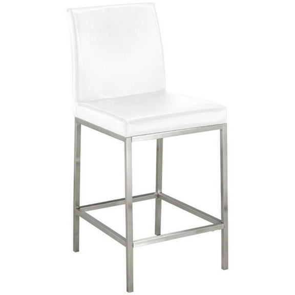 Uptown Club Hail 26" Transitional Faux Leather Counter Stool in White