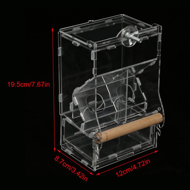 Alimentador de acrílico ANGGREK para jaula de comida para aves tipo M Tamaño 23,5 x 11 x 8,5 cm