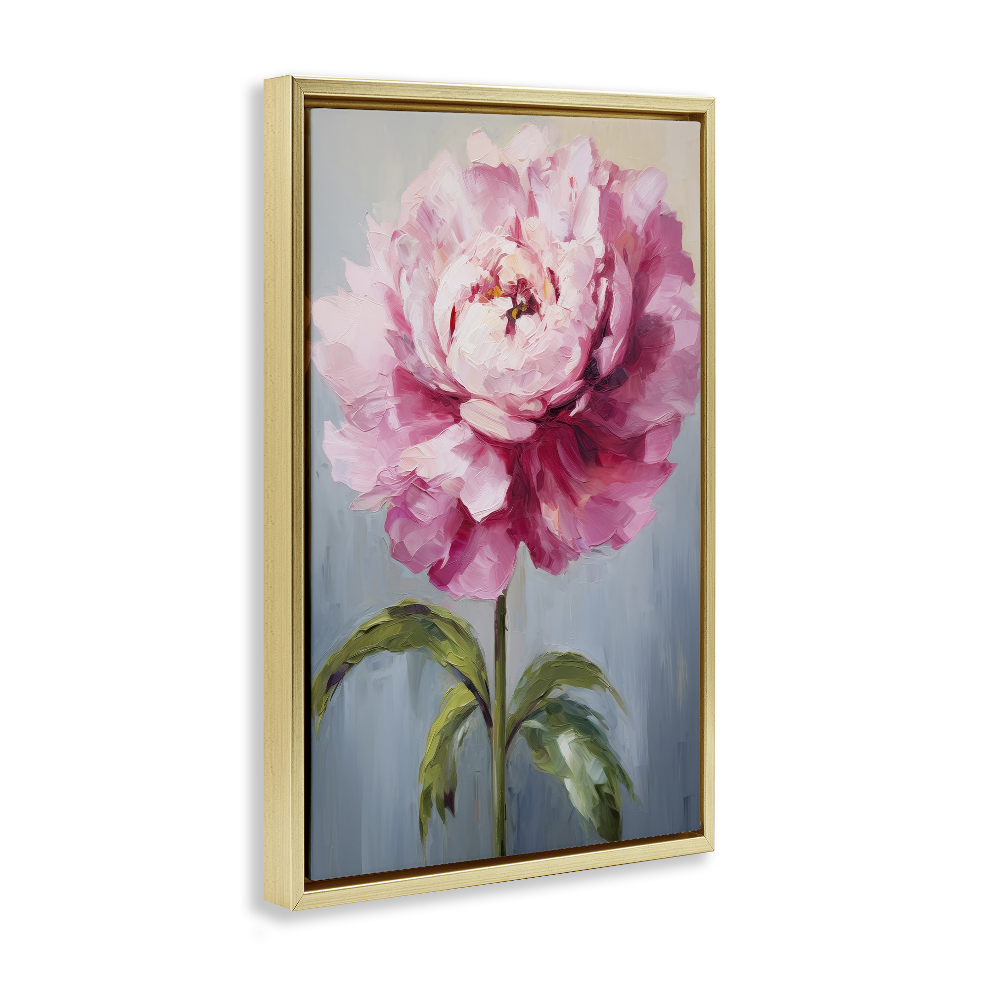 Stupell Industries Blush Pink Carnation Botanical & Floral Painting Gold Floater Framed Art Print Wall Art, 21 x 31