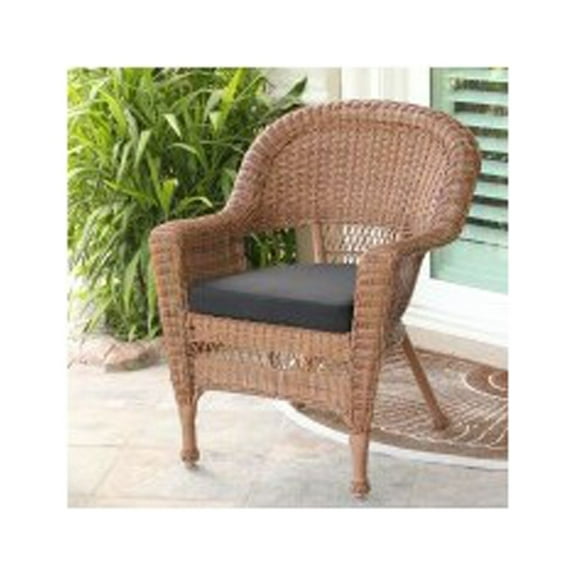 Jeco Honey Wicker Chair With Black Cushion