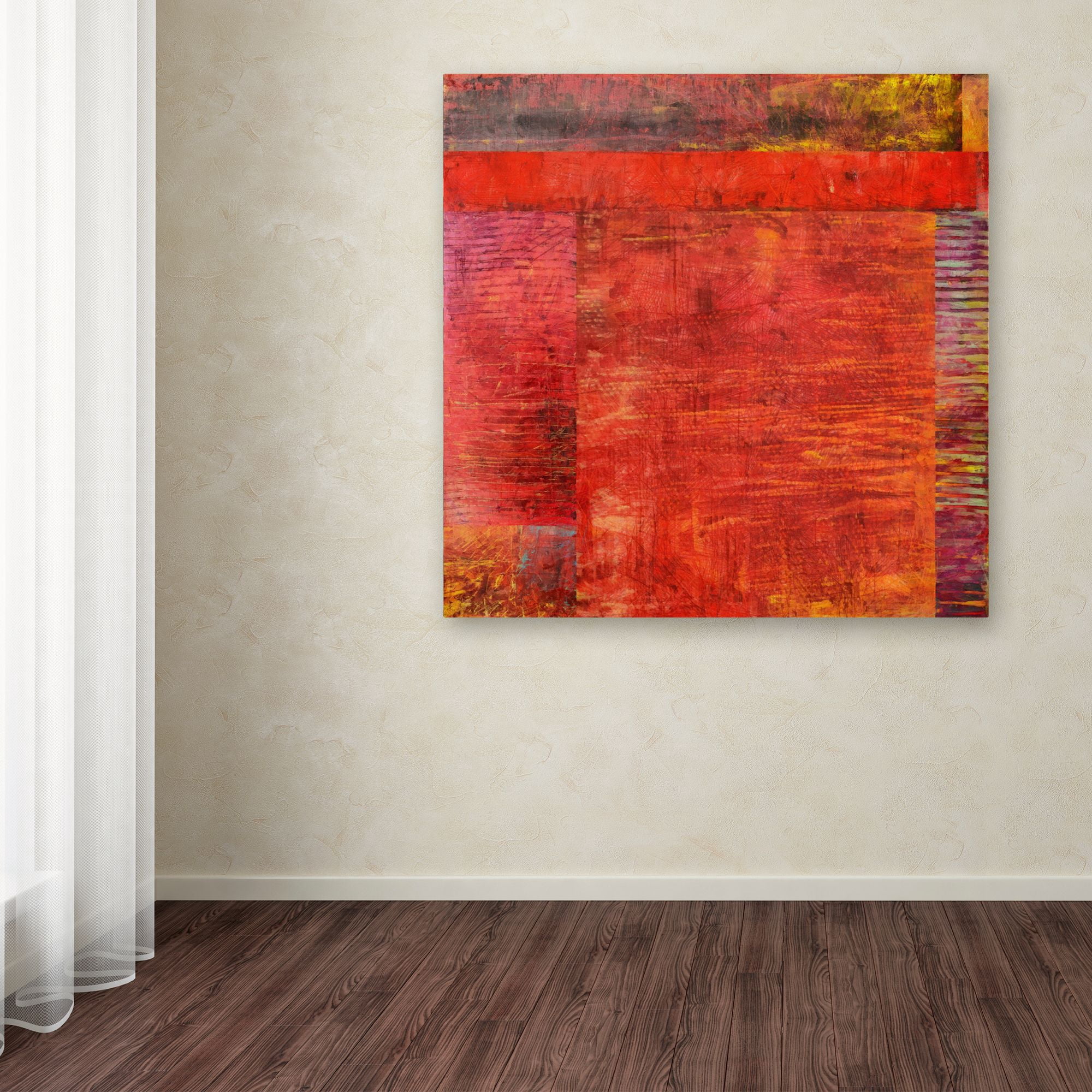 Michelle Calkins 'Essence of Red 2' Huge Canvas Art 35 x 35