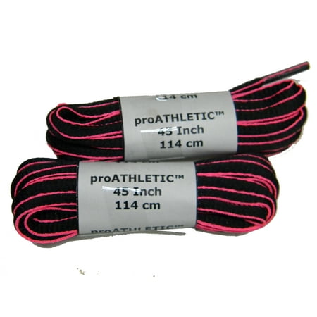 

48 Inch 122 cm Black w/ Pink professional proATHLETIC™ Oval sneaker shoelaces - (2 Pair Pack)