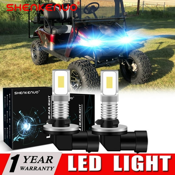 SHENKENUO 2pcs LED Headlight Bulbs for Ezgo TXT Medalist Shuttle Workhorse RXV Cart,8000K Ice Blue,Pack of 2,C22
