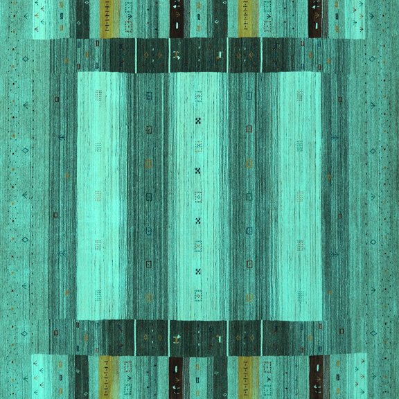 Ahgly Company Indoor Square Abstract Turquoise Blue Contemporary Area Rugs, 3' Square