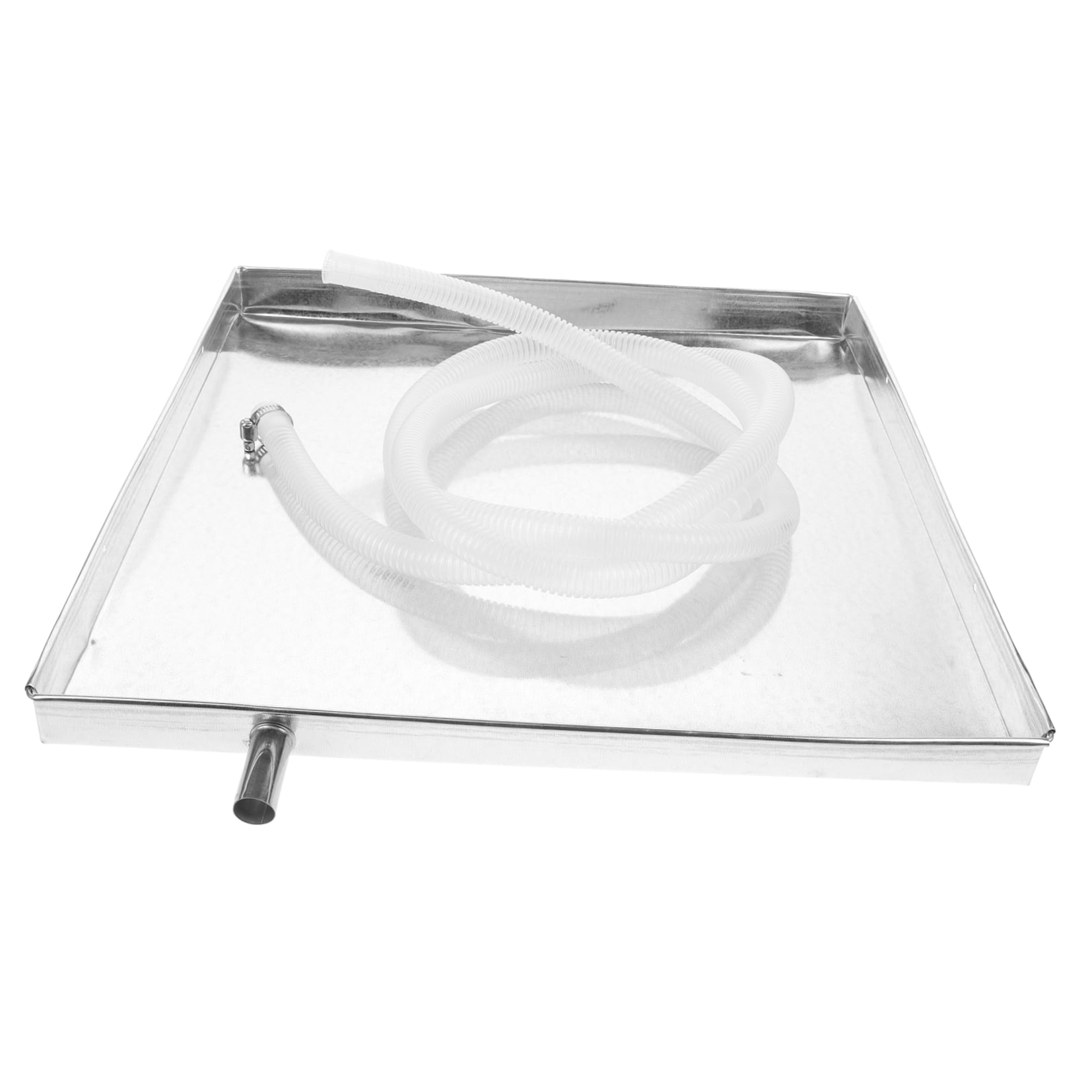HONMEET 1Set Leakproof Air Conditioning Drain Pan in Plated Silver with Built in Drain Outlet for Reliable Water Collection