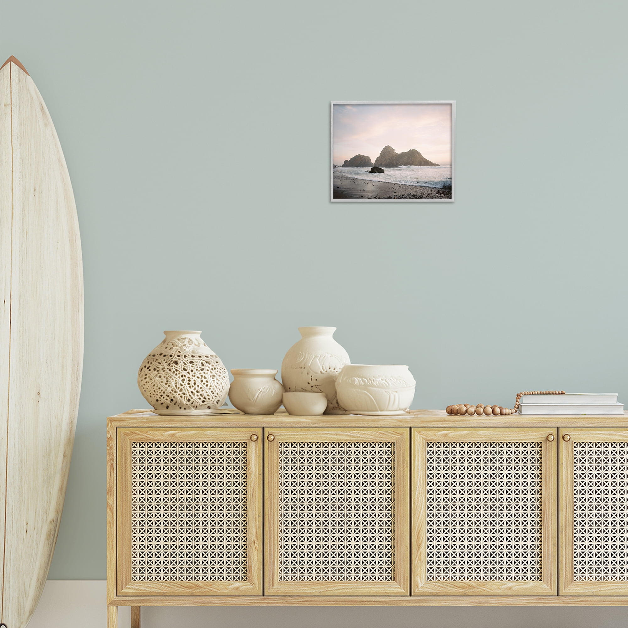 Stupell Industries Seaside Cliffs Landscape Landscape Photography Gray Framed Art Print Wall Art, 14 x 11