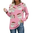 thumbnail image 6 of HOMBOM Ugly Tops for Women Long Sleeve Casual Christmas Pink Snowman Crewneck Womens Tee Shirts Xmas, 6 of 8