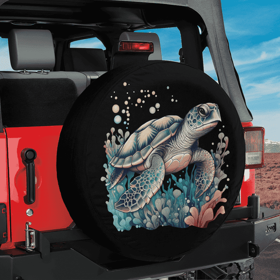 Lotusprinthandmade Turtle Retro Summer Spare Tire Cover Without Backup Camera Hole