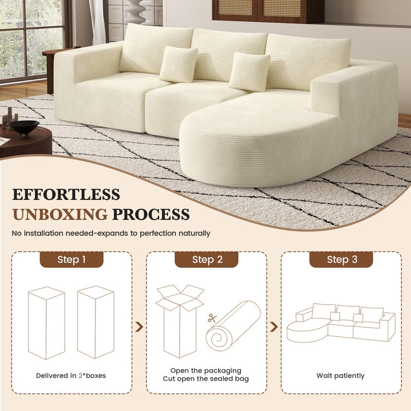 Daluvenix 104” Modular Sectional Sofa Cloud Sectional Couch with Deep Seat Modern Modular L-Shape Sofa Couch with Chaise Upholstered Couches for Living Room Bedroom