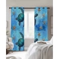 thumbnail image 4 of Turtle Blue Blackout Curtains for Bedroom Living Room Darkening Curtains 54 Inch Long Coastal Ocean Retro Starfish Sea Short Curtain for Small Window Treatment Insulated Grommet Drapes 52"x54"x2, 4 of 9