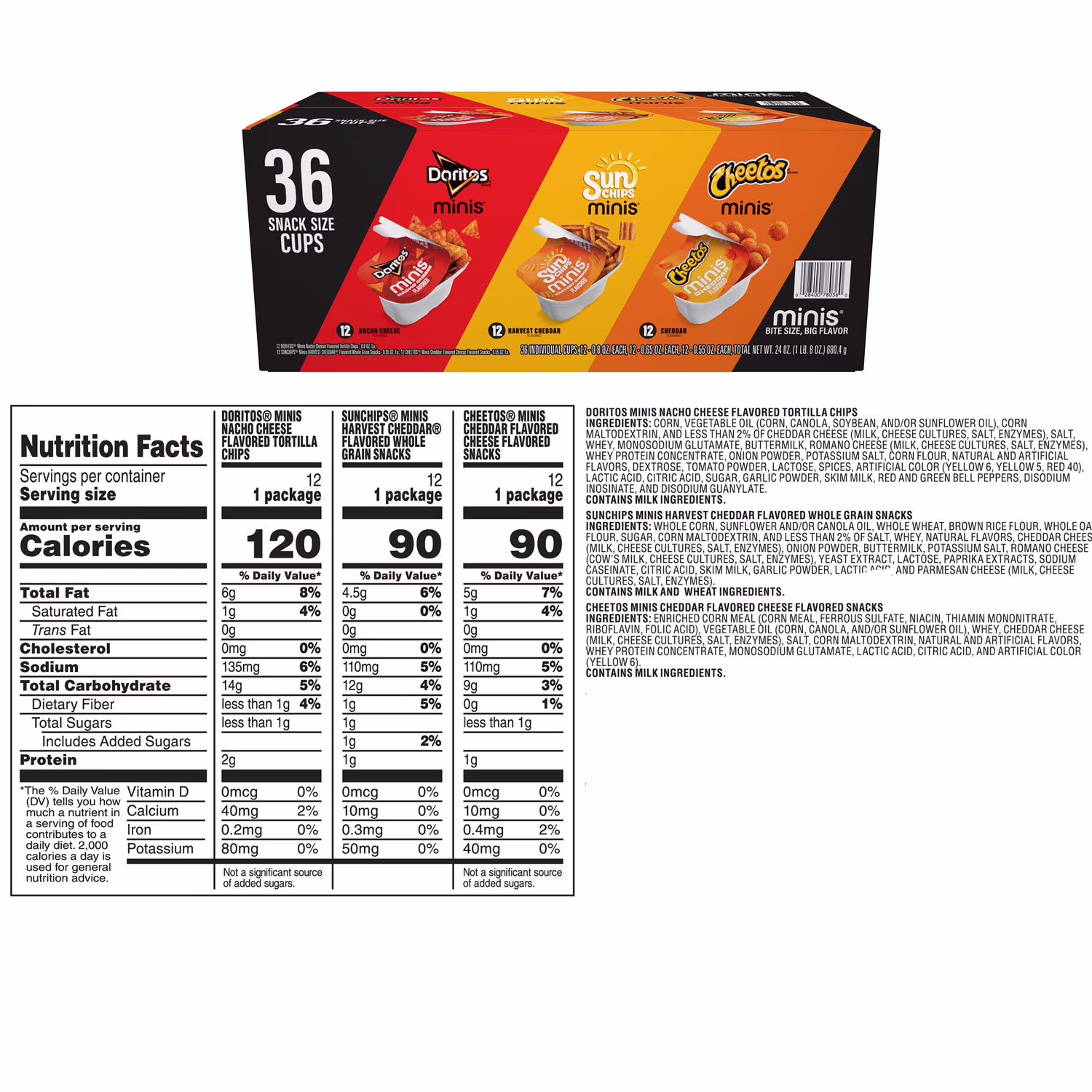 Frito Lay Snacks Minis Variety Pack 24 Oz, 36 Count