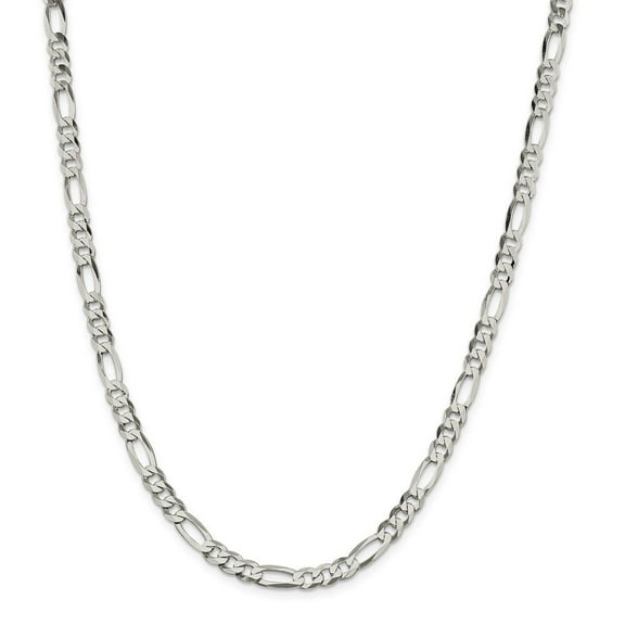 Sterling Silver 5.5mm Polished Flat Figaro Chain Necklace - 17.5 Grams - 22 Inch