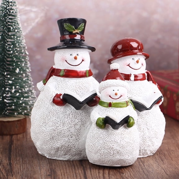 3Pcs Christmas Snowman Figurines,Snowman Family Decorations,Handmade Winter Decor,Snowman Figurines for Decor Gift,Christmas Party Home Snowman Decorations