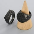 thumbnail image 3 of PAMTIER Men's Stainless Steel Retro Personality Gothic Punk Square Irregular Stone Texture Crack Pattern Biker Ring Hip Hop Style Black Size 9, 3 of 6
