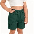 thumbnail image 6 of Maqroz Girls Cargo Shorts Elastic Waist Button Closure Casual Summer Shorts with Side Pockets Solid Color Loose Fit Bottoms 5-15 Years, 6 of 8