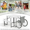 thumbnail image 5 of Yardi Yarda Outdoor Square Picnic Table Bench Set for 4-8 People, Table Bench Set with Umbrella Hole for Outdoor as Yard, White, 5 of 12