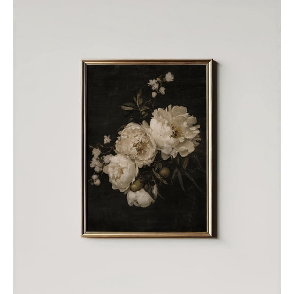 Dark Peony Still Life Art Print: Moody Floral Wall Decor (Printable ) 8-96 UNFRAMED Poster, Wall Art for Decor, Present, 8x12