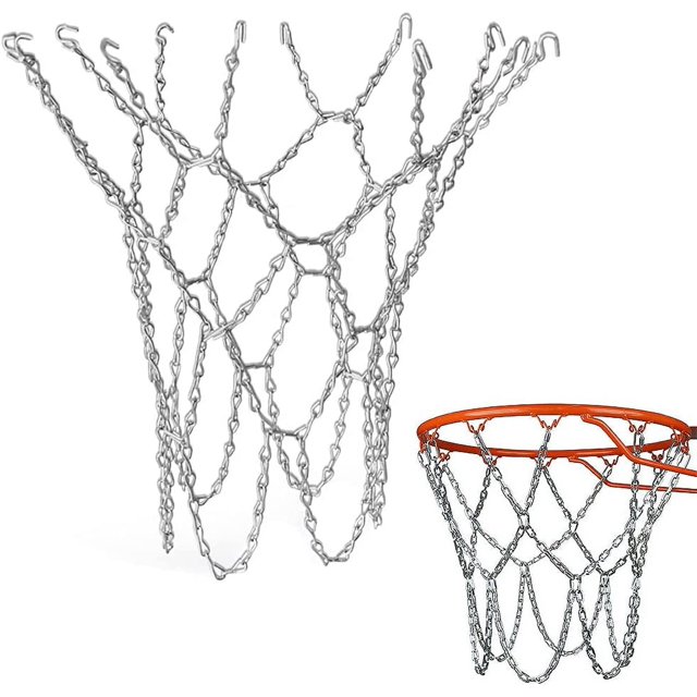 Red de baloncesto, red de baloncesto de metal para exteriores, red de baloncesto de metal galvanizado, red de baloncesto con cadena de hierro para uso en interiores o exteriores