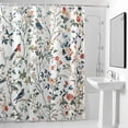 thumbnail image 4 of Spring Flowers Bird Fabric Shower Curtain Leaves Plant Washable Shower Curtains for Bathroom, Waterproof Bath Curtain with Hooks Home Decor 72x72in, 4 of 8