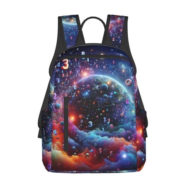 Disketp Outer Space Floating Numbers And Letters Mochila Ligera e Impermeable, Mochila de Día Resistente para Viajes, Senderismo y Uso Diario para Hombre y Mujer