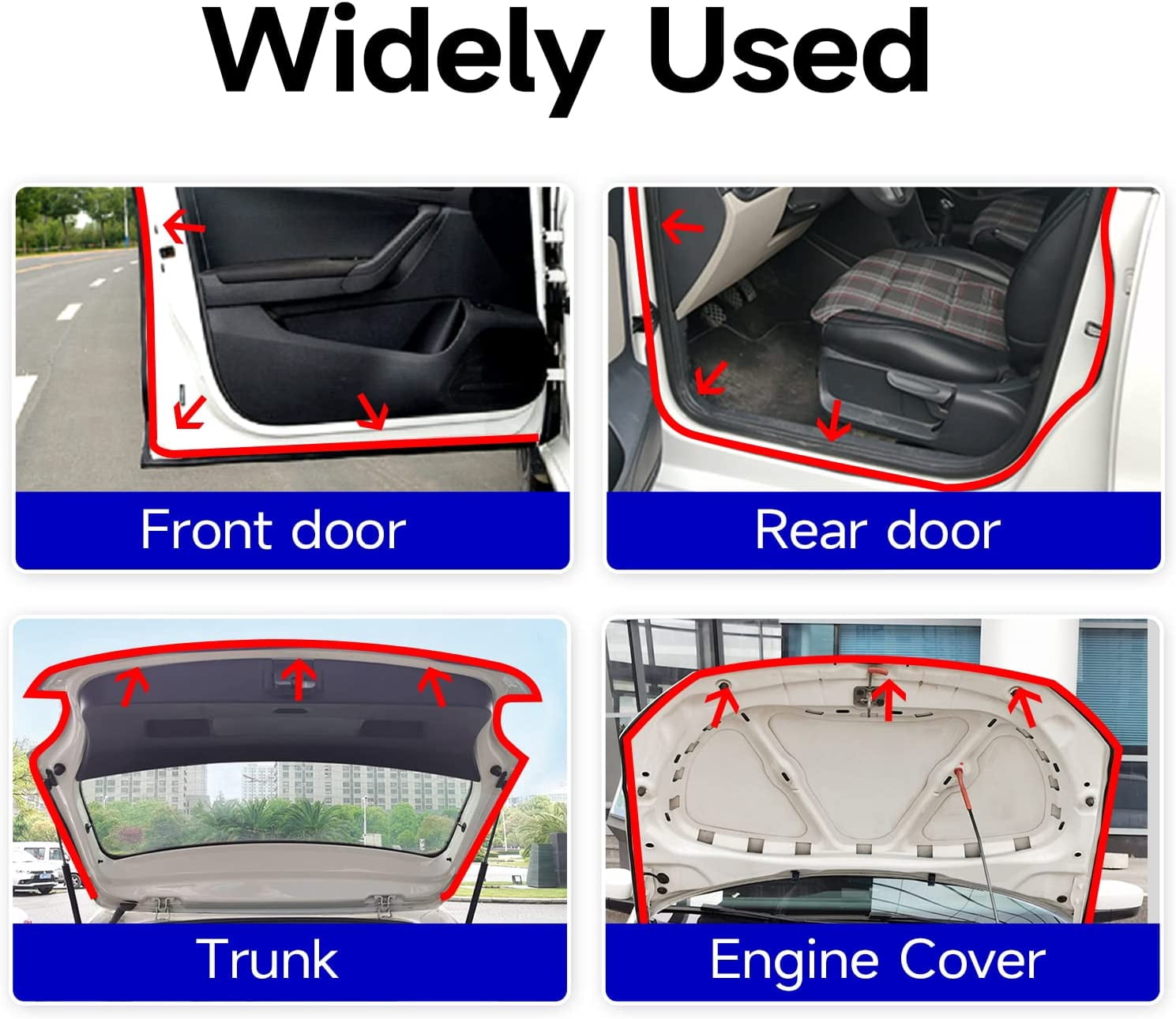D-Shape Car Door Rubber Seal Strip,Black Automotive Weather Stripping with Self-Adhesive to Reduce Noise and Water-Leaking fit Most Car,Truck,SUV,RV,Boat and Home Application
