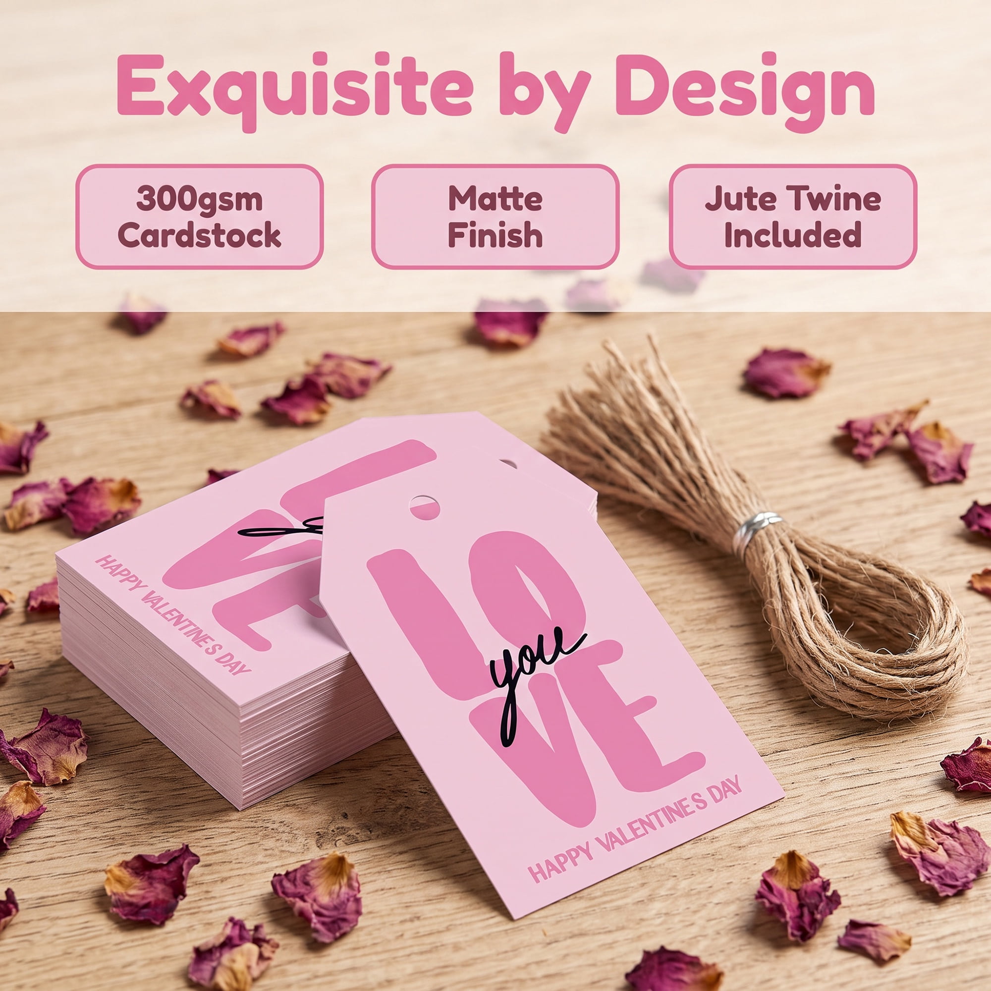 Unique Bargains Gift Tags with Twine for Present Wrapping and Crafting Love 2" x 3.1"