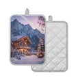 thumbnail image 2 of 2 Pack Pot Holders for Kitchen Heat Resistant Hot Pads Sets for Cooking Baking Beautiful Wooden Chalet, 2 of 7
