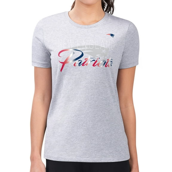 Women's G-III 4Her by Carl Banks Gray New England Patriots Super-Slim Fit Lightweight Shadow Logo T-Shirt
