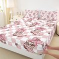 thumbnail image 3 of Homewish Cool Western Cowgirl Twin Sheet Sets,Retro Rustic Farmhouse Cabin Twin Fitted Sheet,Pink White Grometric Plaid 03 For Girls Kids,Microfiber Bedroom Decor,3pcs, 3 of 7