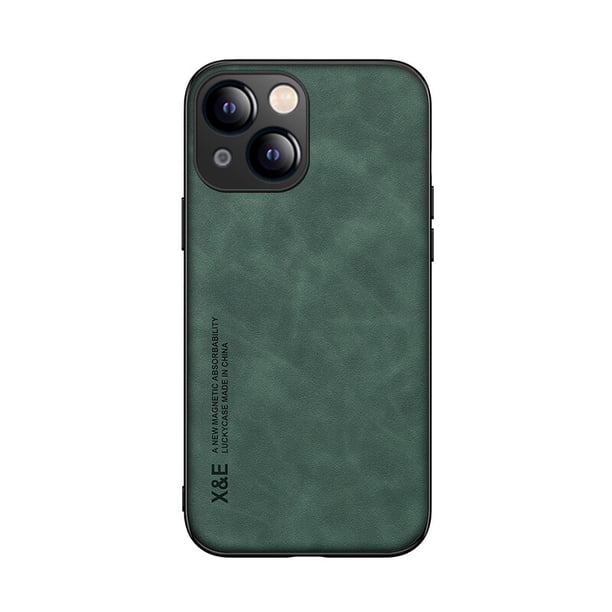 Funda de cuero de tacto sedoso de lujo para Iphone, cubierta trasera de placa de hierro magnética integrada para Iphone 14, 13 Mini, 12, 11 Pro Max, X, XS, XR, 7, 8 Plus Fivean unisex