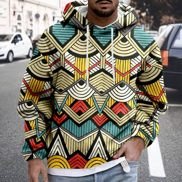 WILLBEST Sudaderas Deportivas Hombre Hombres Viento Africano Manga Larga Estampados Cálido Sudadera con Capucha Pulóver Tops Sudor Chica