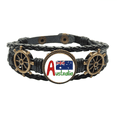 thumbnail image 1 of Australia national flag rojo patron azul Pulsera marina tejida en cuero, 1 of 4