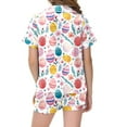 thumbnail image 4 of MAIHAN Easter Pajamas for Girls Short Sleeve Womens Satin Easter Egg DIY Painting Pajama Set Cute Easter Pajama Sets(Pink,12-13 Years), 4 of 4