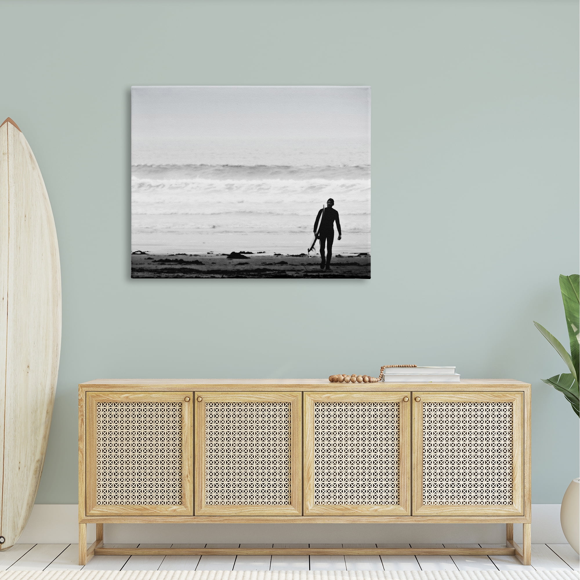 Stupell Industries Surfer Silhouette Beach Stroll Distant Ocean Waves Photograph Gallery Wrapped Canvas Print Wall Art, Design by Graffitee Studios