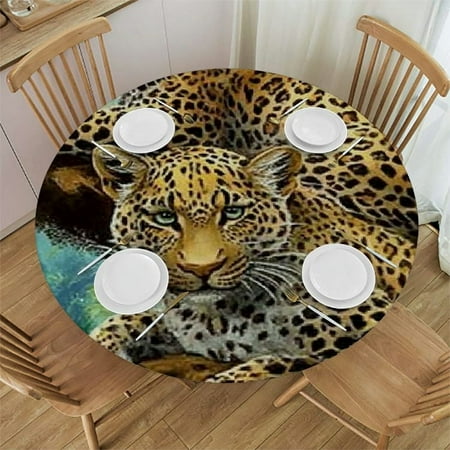 

Patifu Leopards Tree Branch Jungle Round Tablecloth 100% Polyester Picnic Camping Kitchen Dining Party 54 -58