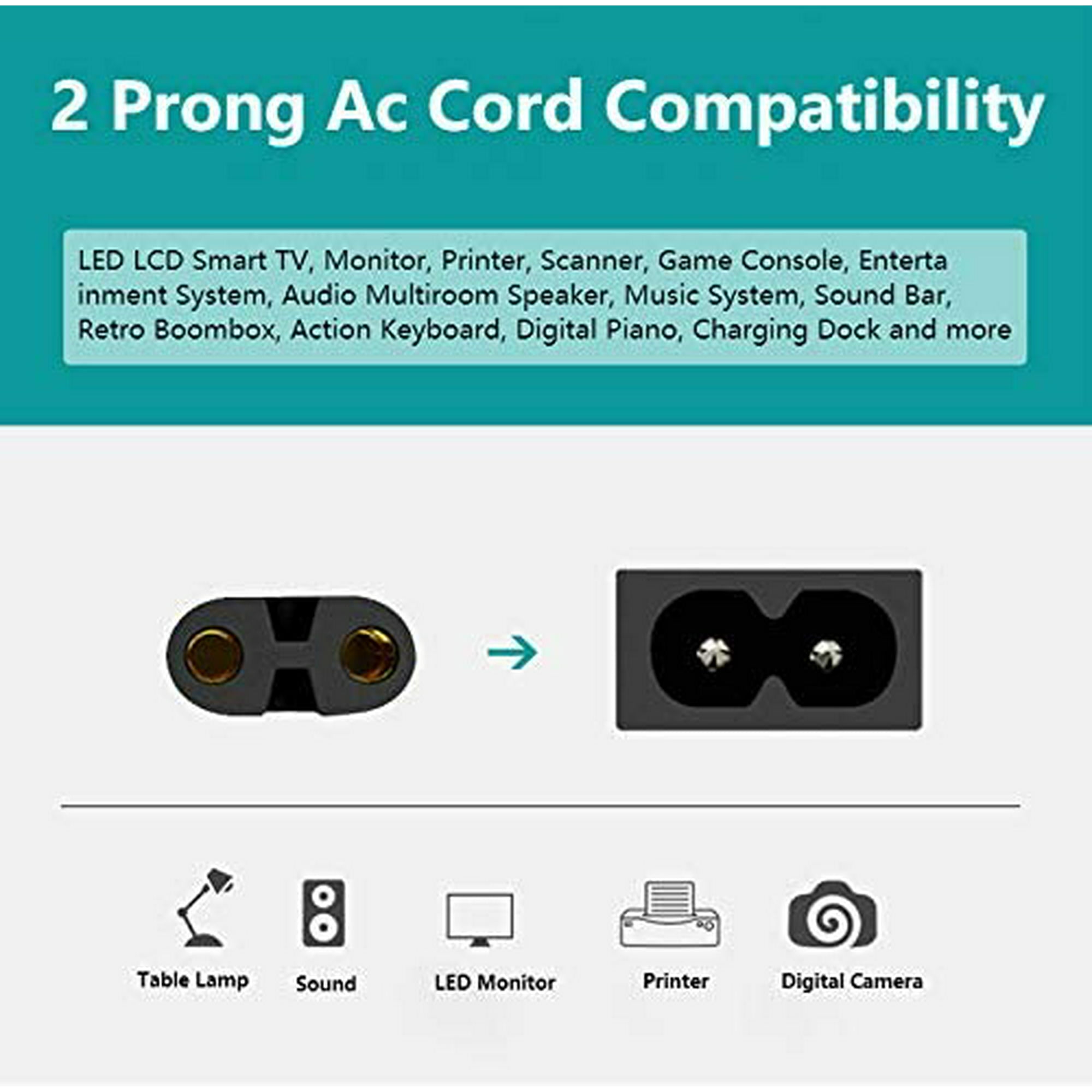 Tv Power Cord 6ft Cable For Samsung Lg Tcl Sony Ul Listed 2 Prong Ac Wall Plug 2 Slot Led Lcd Insignia Sharp Toshiba Walmart Canada Tv Power Cord 6ft Cable For Samsung Lg Tcl Sony Ul Listed 2 Prong Ac Wall Plug 2 Slot Led Lcd Insignia Sharp Toshiba Walmart Canada