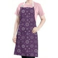 thumbnail image 5 of Purple Sun Moon Triangle Pattern Apron-Garden Aprons for Women with Pockets-Cotton Linen Waterproof Kitchen Cooking Gardening Aprons Adjustable for Kitchen,Cooking,BBQ and Salon 33x27 Inch, 5 of 7