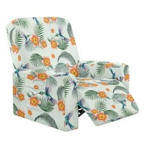 Xoenoiee Hummingbird Hibiscus Palm Leaves Print Recliner Chair Cover, 4-Pieces Stretch Recliner Covers for Recliner Chair Soft Reclining Chair Slipcover Jacquard Furniture Protector for Dogs Cats
