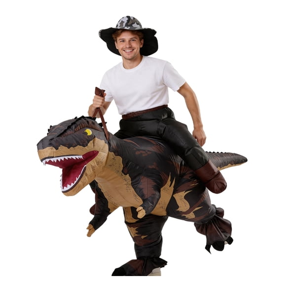 Inflatable Costume Dinosaur Riding T Rex Air Blow up Funny Party Halloween Costume for Adult