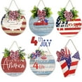 thumbnail image 5 of 4th of July Welcome Sign Decoration Rustic Patriotic Front Door Decor Memorial Day Wall Sign Red White Blue Wreath Patriotic Stars American Independence Day Decor for Door Wall Outdoor Porch, 5 of 5