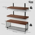 thumbnail image 2 of Floating Shelves, 3 Set Wall Mounted Wood Bathroom Shelves with Wire Storage Basket & Hooks, Farmhouse Floating Shelf Bathroom Accessories for Bedroom, Living Room, Kitchen, Bathroom Decor – Brown, 2 of 7
