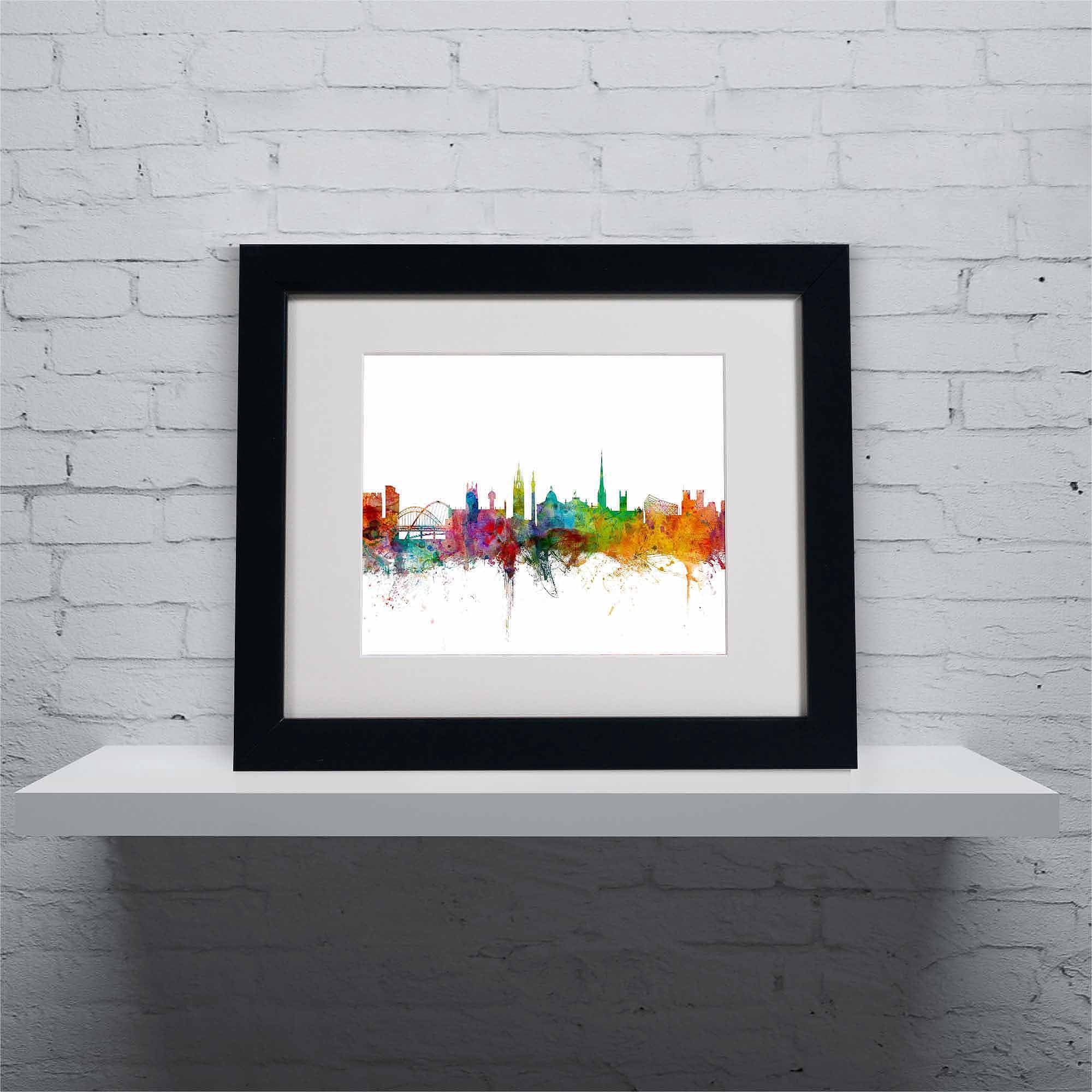 Trademark Fine Art "Newcastle England Skyline II" Canvas Art by Michael Tompsett, Black Frame